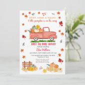 Red Fall Truck Pumpkin Herbstantrieb mit Babydusch Einladung (Stehend Vorderseite)