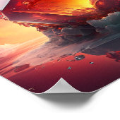 Red Falling Fireball Poster (Ecke)