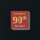 Red, Falsch Gold 90th Birthday, With Custom Name Post-it Klebezettel<br><div class="desc">Dieses schlichte Notendesign beinhaltet eine Nachricht wie "CustomName’s 90. Birthday!",  mit dem "90.",  das auf einem roten Hintergrund ein goldenes Imitat/Imitation-Look hat. Der Name kann angepasst werden. Notizen wie diese könnten vielleicht als Dekorationen auf einer Geburtstagsparty für jemanden verwendet werden,  der seinen neunzigsten Geburtstag feiert. [~Z0000173]</div>