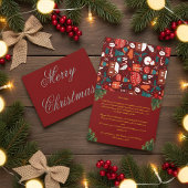Red Family Christmas Card with Letter Dankeskarte
