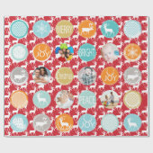 Red Family Foto Reindeer Christmas Merry Bright Geschenkpapier (Flach)