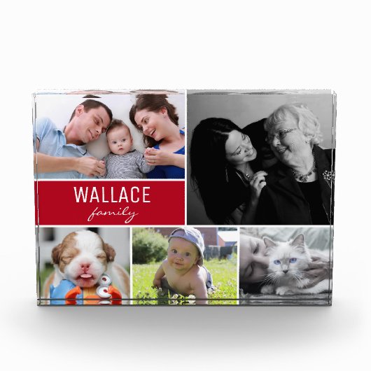 Red Family Multiple Foto Collage Weihnachtsgeschen (Vorderseite)