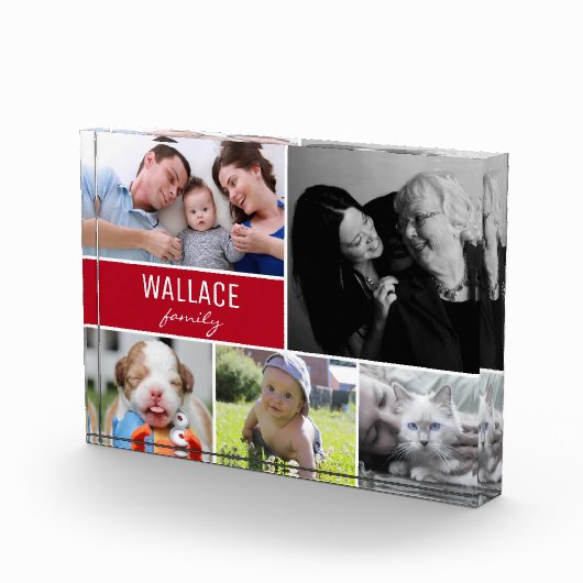 Red Family Multiple Foto Collage Weihnachtsgeschen (Rechts)