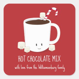 Red Family Name Hot Chocolate Mix Weihnachten Quadratischer Aufkleber