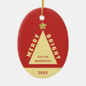 Red Family Photo Minimalist Keepsake Keramik Ornament (Vorne)