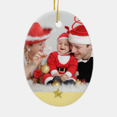 Red Family Photo Minimalist Keepsake Keramik Ornament (Hinten)