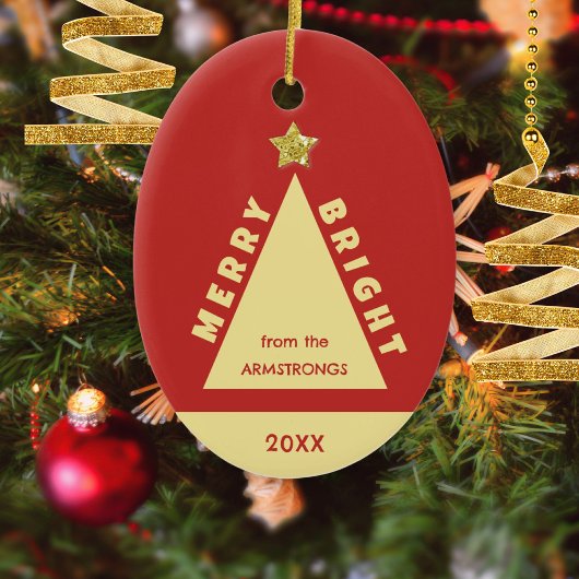 Red Family Photo Minimalist Keepsake Keramik Ornament