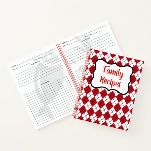 Red Family Rezept Kochbuch Geschenk Notizblock (Innenseite)