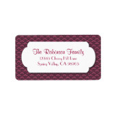 Red Fan Muster mit weißem Rahmen Adressaufkleber (Vorne)