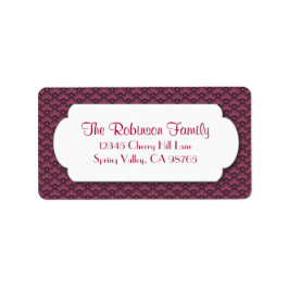 Red Fan Muster mit weißem Rahmen Adressaufkleber