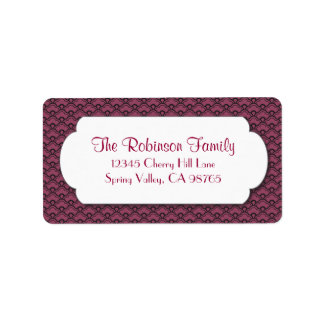 Red Fan Muster mit weißem Rahmen Adressaufkleber