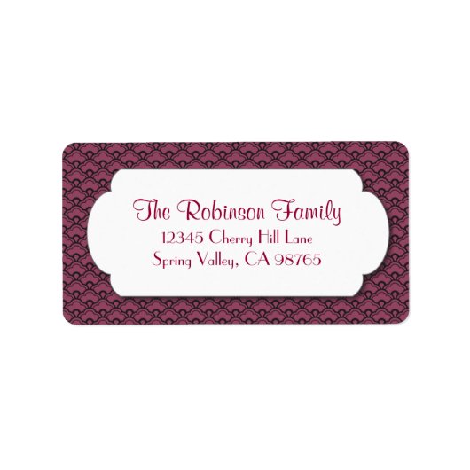 Red Fan Muster mit weißem Rahmen Adressaufkleber (Vorne)