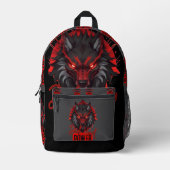 Red Fang Wolf | Bold Dark Magic Art Bedruckter Rucksack (Vorderseite)