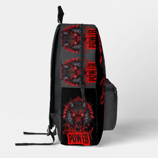 Red Fang Wolf | Bold Dark Magic Art Bedruckter Rucksack (Links)