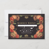 Red Fantasy Enchanted Flower Garden Wedding RSVP Karte (Vorderseite)