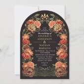 Red Fantasy Enchanted Garden Floral Wedding Arch Einladung (Vorderseite)