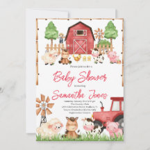 Red Farm Animals Baby Dusche