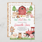 Red Farm Animals Baby Dusche Einladung (Vorne/Hinten)