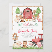 Red Farm Animals Baby Dusche