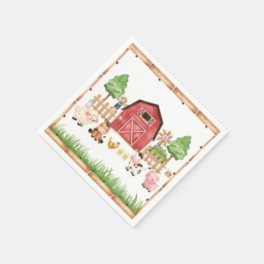 Red Farm Animals Baby Dusche Serviette (Ecke)