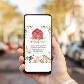 Red Farm Animals Boy Baby Dusche Einladung