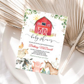 Red Farm Animals Boy Baby Dusche Einladung