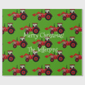 Red Farm Tracers on Green Christmas Geschenkpapier (Flach)