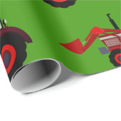 Red Farm Tracers on Green Christmas Geschenkpapier (Rolleneckpunkt)