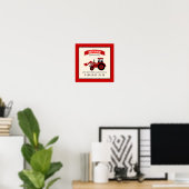 Red Farm Tractor Baby Birth Stats Poster (Heimbüro)