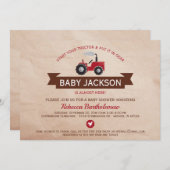 Red Farm Traktor Baby Shower Einladungen (Vorne/Hinten)