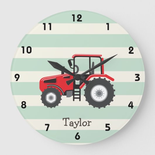 Red Farm Traktor Große Wanduhr (Vorderseite)