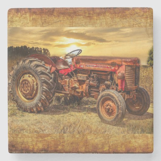 Red Farm Traktor Steinuntersetzer (Vorderseite)