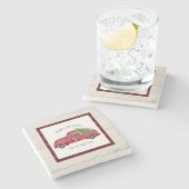 Red Farm Truck Frohe Weihnachten Rustikaler Holzba Steinuntersetzer (Seitenansicht)