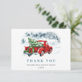 Red Farm Truck Weihnachten Firmenfeiertag Dankeskarte (Stehend Vorderseite)