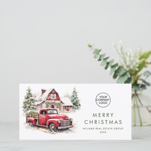 Red Farm Truck Weihnachten Firmengrüße (Stehend Vorderseite)