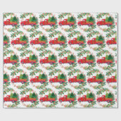 Red Farm Truck Weihnachtsbaum Holly Wreath Geschenkpapier (Flach)