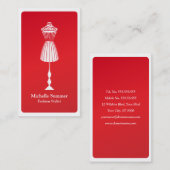 Red Fashion Designer Dressform Business Card Visitenkarte (Vorne/Hinten)