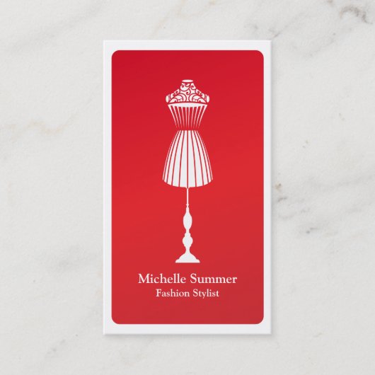Red Fashion Designer Dressform Business Card Visitenkarte (Vorderseite)