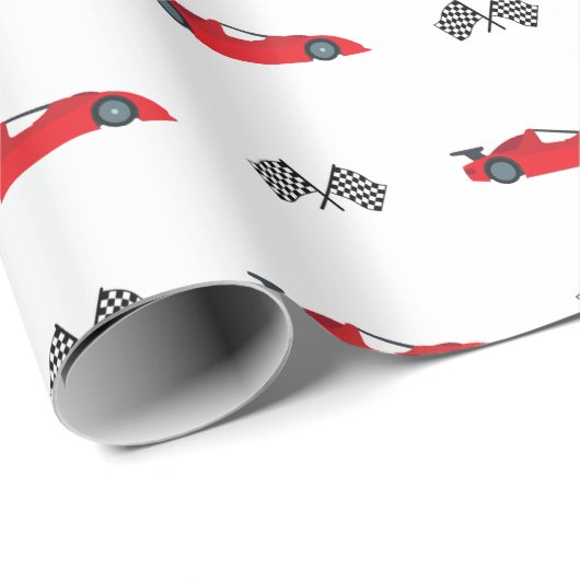 Red Fast ein Retro-Rennwagen mit kontrollierten Fl Geschenkpapier (Rolleneckpunkt)