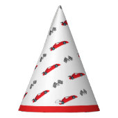 Red Fast ein Retro-Rennwagen mit kontrollierten Fl Partyhütchen (Links)