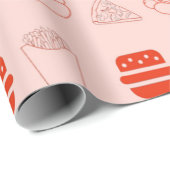 Red Fast Food Muster Geschenkpapier (Rolleneckpunkt)