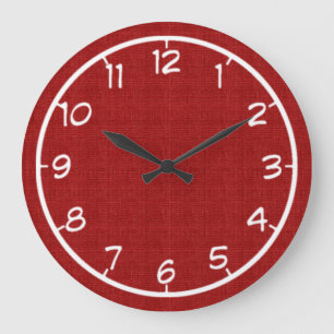 Red Faux Canvas Clock Große Wanduhr