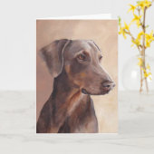 Red Fawn Doberman Dog Art Grußkarte Karte (Gelbe Blume)