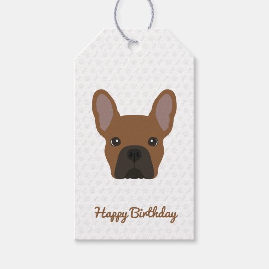 Red Fawn French Bulldog Birthday Geschenkanhänger (Vorderseite)
