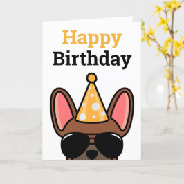 Red Fawn French Bulldog Happy Birthday Card Karte