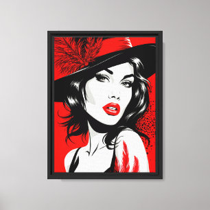 Red Feather Femme im Stil eines kühlen Pops Leinwanddruck