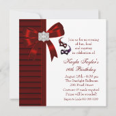 Red Feather Masken Sweet 16 Masquerade Party Einladung (Rückseite)