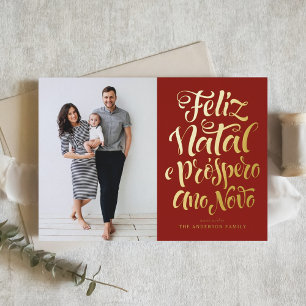 Red Feliz Natal Calligrafy Christmas Foto