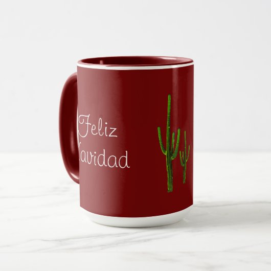Red Feliz Navidad Cactus Tasse (Vorderseite Links)