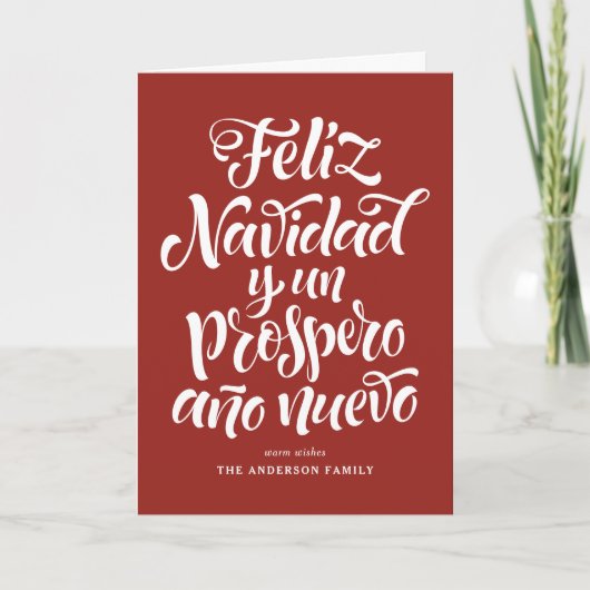 Red Feliz Navidad Calligraphy Weihnachten (Vorderseite)